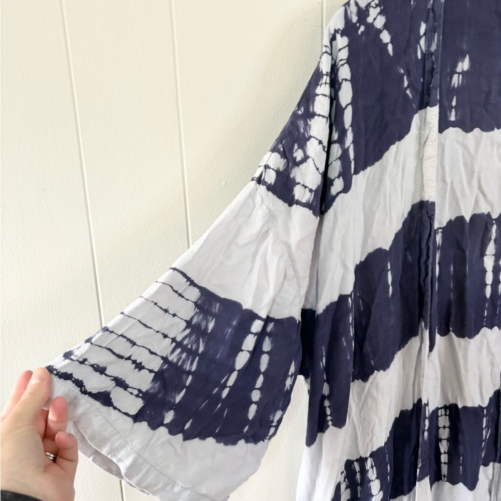 Mud Pie tie dye blue oversized one size duster kimono cardigan viscose - Picture 2 of 7